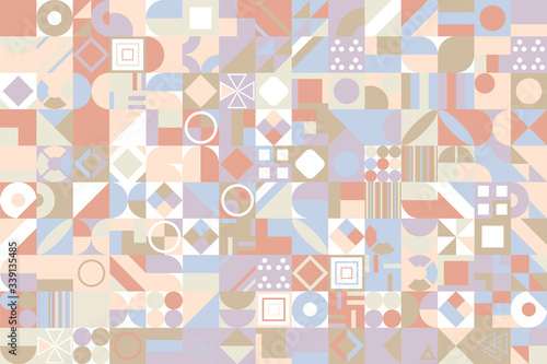 Simple banner of decorative patterns colored geometric composition flat style