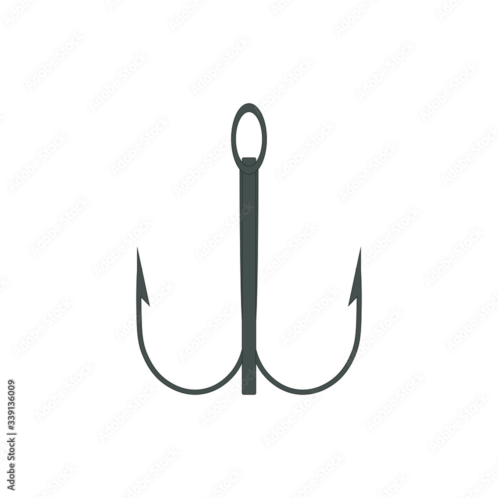 hook with three tips accessory for angling. illustration for web and mobile design. hook with three tips accessory for angling. illustration for web and mobile design.