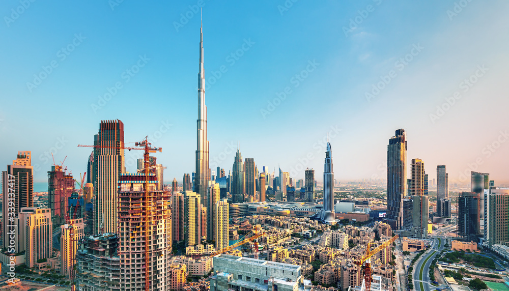Naklejka premium Dubai city center view, United Arab Emirates