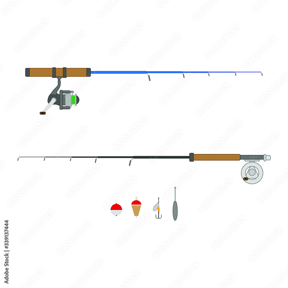 fishing rods and accessories. illustration for web and mobile design.