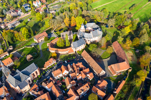 Germany, Hesse, Wetterau, Büdingen, aerial photography, old town of Büdingen with the Büdingen castle photo