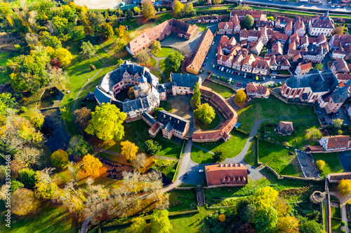 Germany, Hesse, Wetterau, Büdingen, aerial photography, old town of Büdingen with the Büdingen castle photo