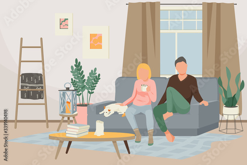 Flat Hygge Lifestyle Composition