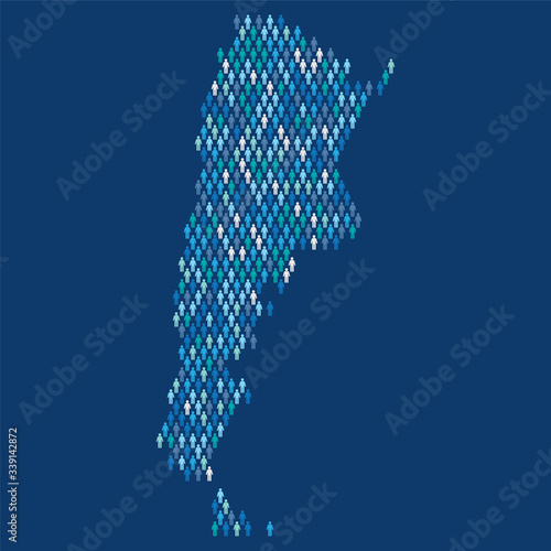 Argentina population infographic. Map made from stick figure people