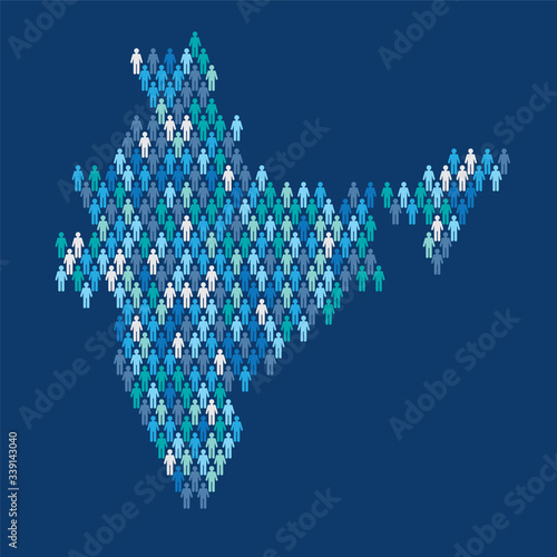 India population infographic. Map made from stick figure people