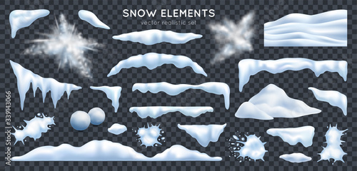 Snow Realistic Set Transparent 