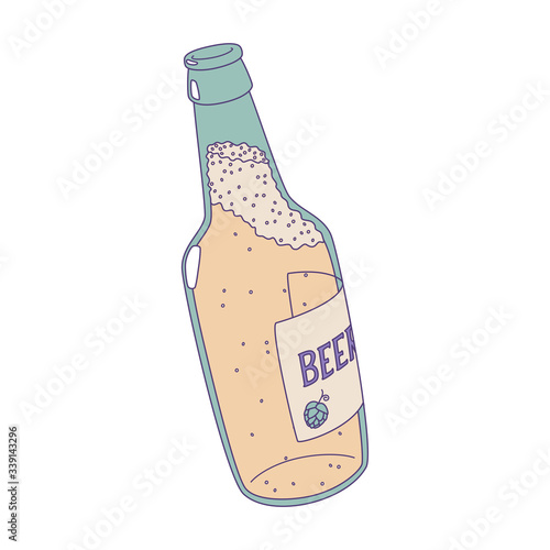 Vector illustration of beer bottle. Isolated on white background.