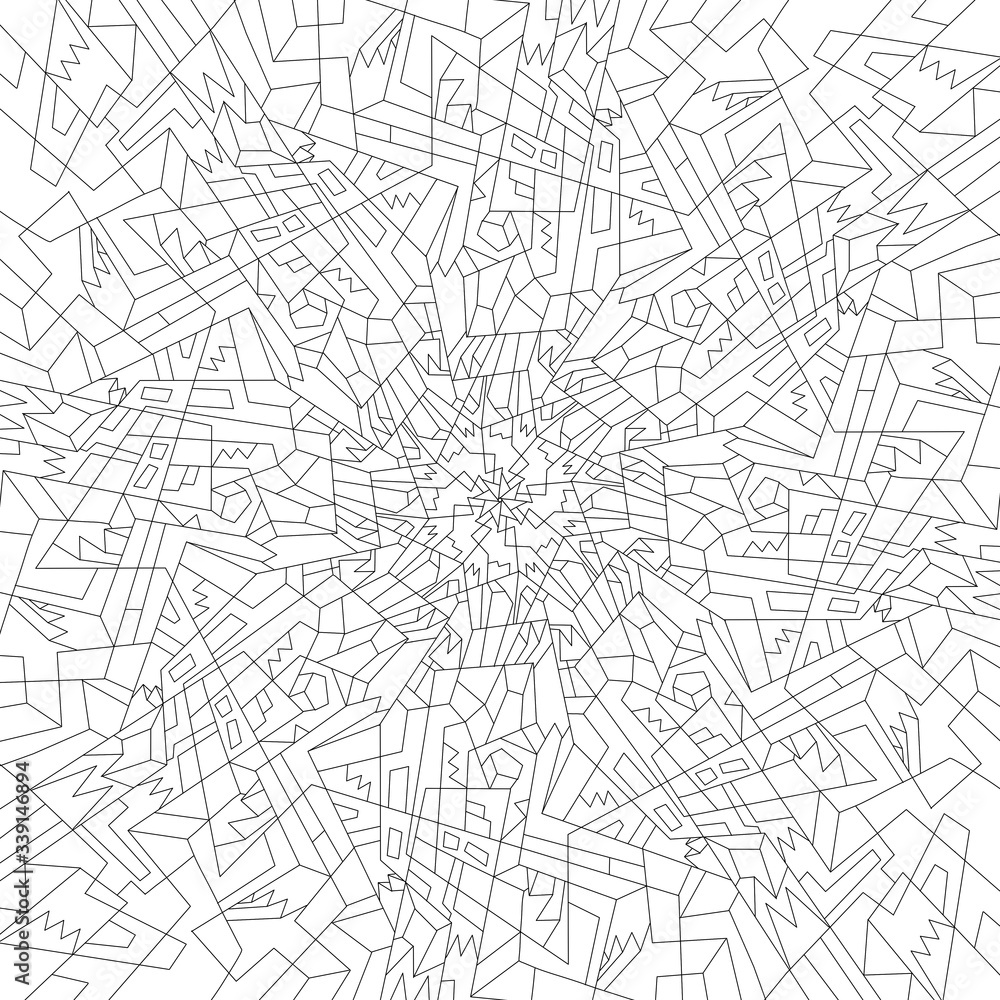 Geometric mandala coloring book. Beautiful relax dud black and white ornament. Large size, meditative drawing. Coloring book page.