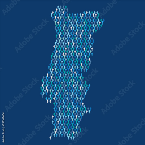 Portugal population infographic. Map made from stick figure people