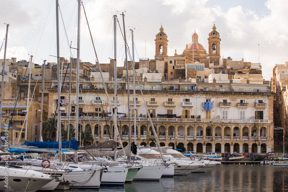 Beautiful view of the La Valletta Harbor