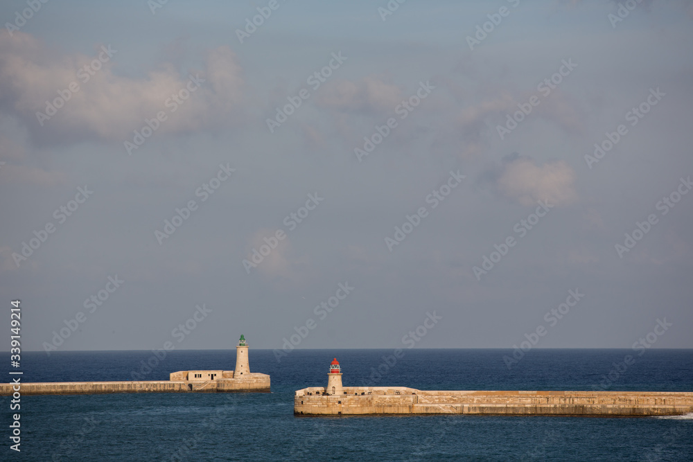 two lighthouse in Grand Harbour (Valletta, Malta)