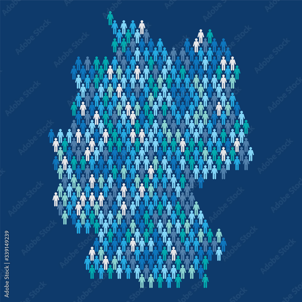 Germany population infographic. Map made from stick figure people Stock Vector Adobe Stock