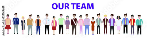 Group of Business people. Set of working man and women. Different nationalities characters isolated on white background. Flat style vector illustration. 