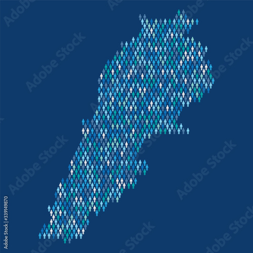 Lebanon population infographic. Map made from stick figure people