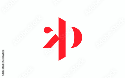 kp or pk and k or p lowercase Letter Initial Logo Design, Vector Template