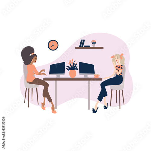 The Girls Working at Home