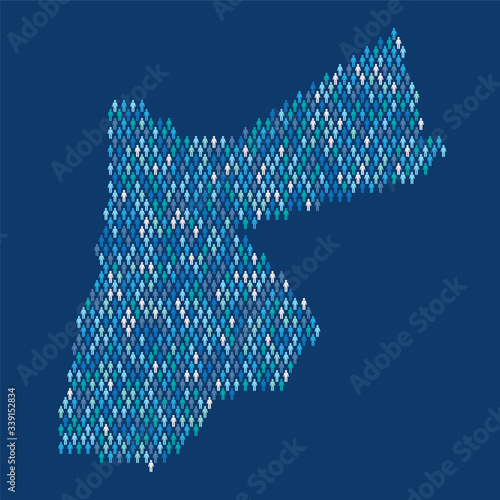Jordan population infographic. Map made from stick figure people