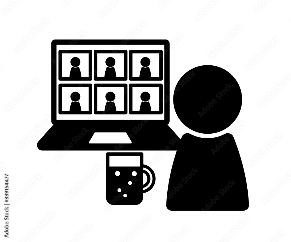 オンライン飲み会のアイコン イラスト テレビ電話 Stock Illustration Adobe Stock