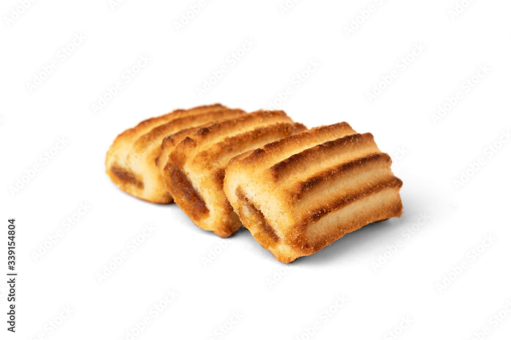 Shortbread cookies with jam isolated on white background. Shortbread cookies with jam isolated on white background.