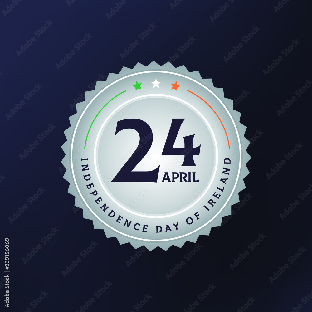 Creative layout Ireland independence day design for greeting card, banner, vector illustration. Irish holiday 24th of April design element with metallic grey post Creative layout Ireland independence day design for greeting card, banner, vector illustration. Irish holiday 24th of April design element with metallic grey post