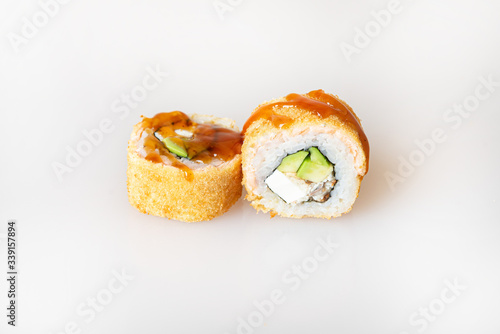 sushi on a white background