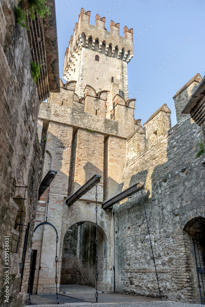Tower of the Scaliger Castle in Sirmione in Italy