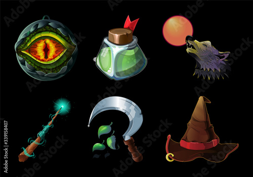 Set collection with realistic game icons 