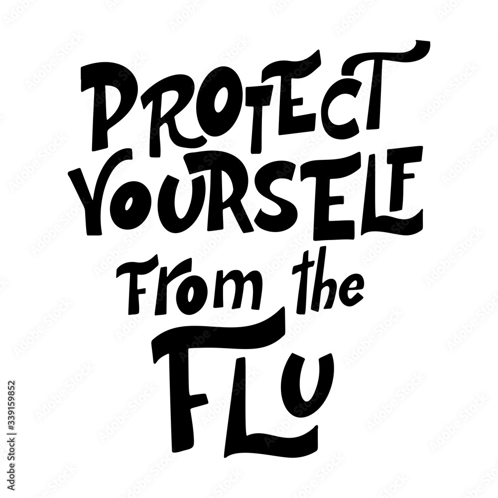 Fototapeta premium Lettering typography design for self protection time. Stay home poster. Hand letter motivation art design. Vector illustration