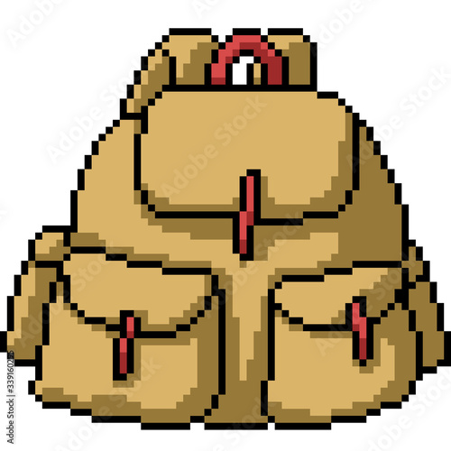vector pixel art isolated backpack
