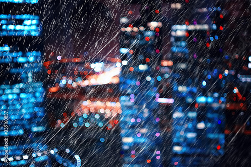 autumn rain background city / October background with raindrops in the city, abstraction blurred seasonal background of autumn