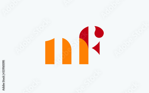 mf or fm and m or f lowercase Letter Initial Logo Design, Vector Template
