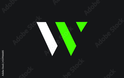 or WV and V or W Uppercase Letter Initial Logo Design, Vector Template