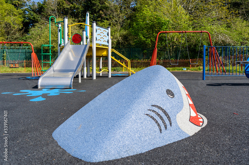 An empty playground for children in the park. London.