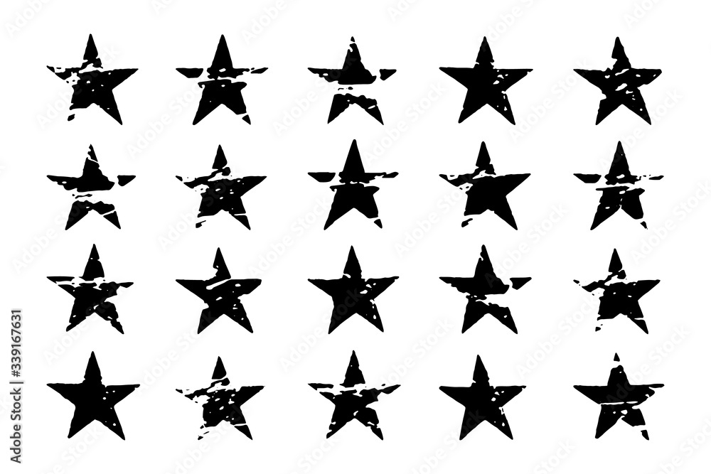 Black grunge star imprints - obrazy, fototapety, plakaty 