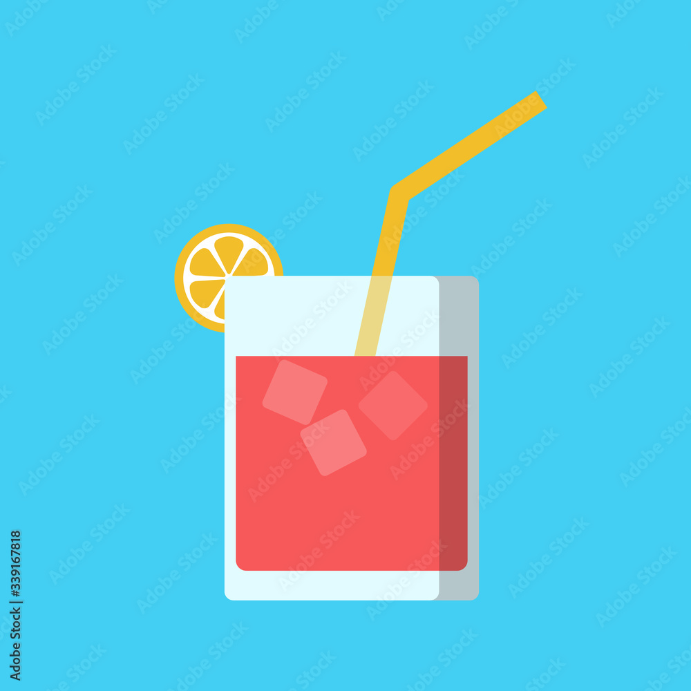 Glass cocktail with a lime slice flat. vector illustration Glass cocktail with a lime slice flat. vector illustration