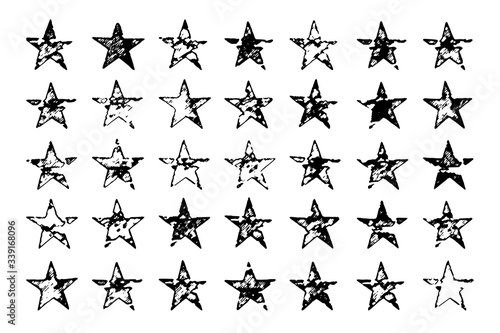 Black scratched star imprints