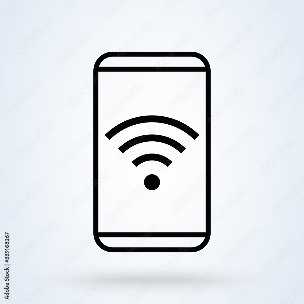 Smartphone connection. Wireless and wifi icon or sign isolated on white background. symbol vector illustration Smartphone connection. Wireless and wifi icon or sign isolated on white background. symbol vector illustration