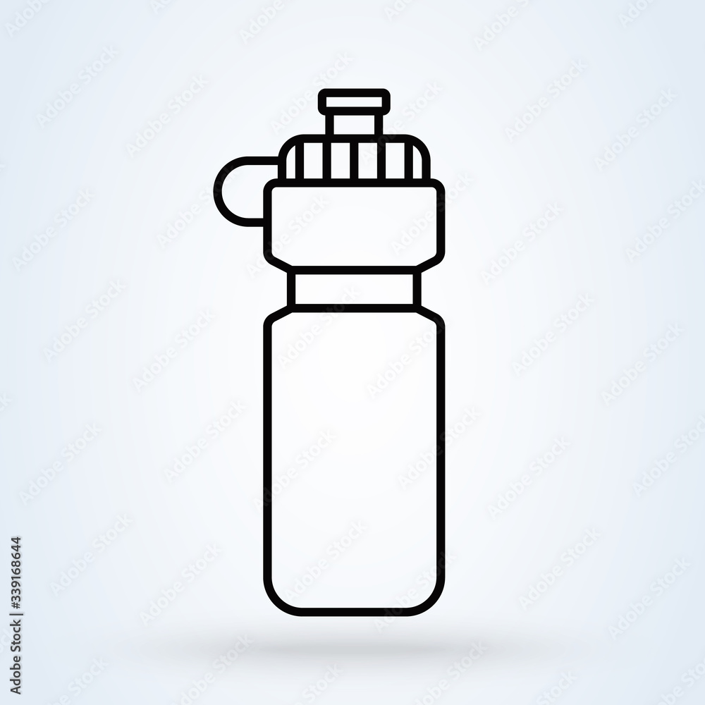 Sports water bottle linear icon. plastic bottle in line style. vector illustration Sports water bottle linear icon. plastic bottle in line style. vector illustration