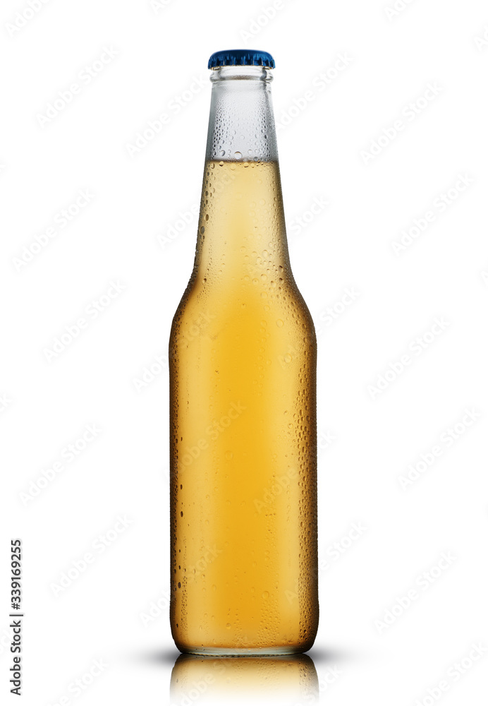 small clear bottle with beer small clear bottle with beer