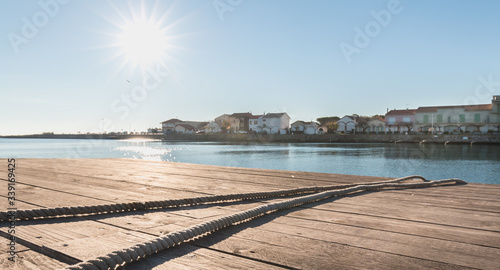 Mooring hook and rope on a pontoon Cape Bay Agde