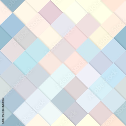 Woven paper background. Pastel yellow and blue tile geometric pattern. Mosaic texture.