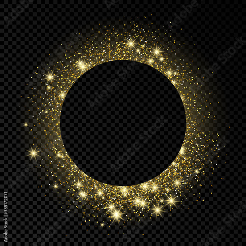 Golden circle frame with glitter