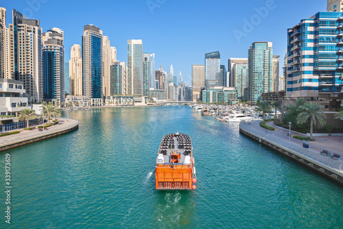 Amazing Dubai Marina skyline at sunset, United Arab Emirates
