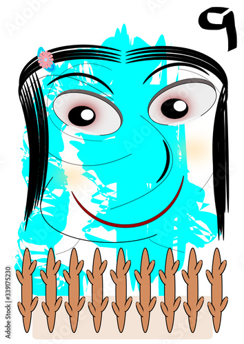 Tarot card representing the nine of clubs