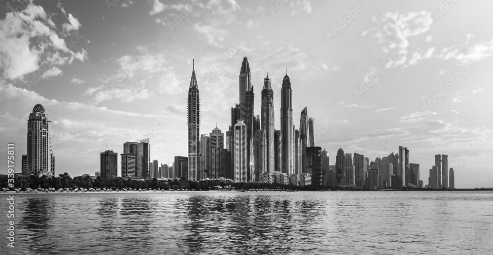 Fototapeta premium Amazing Dubai Marina skyline at sunset, United Arab Emirates 
