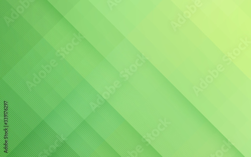 Modern abstract background with square and halftone elements and colored pastel green gradient with a digital technology theme.