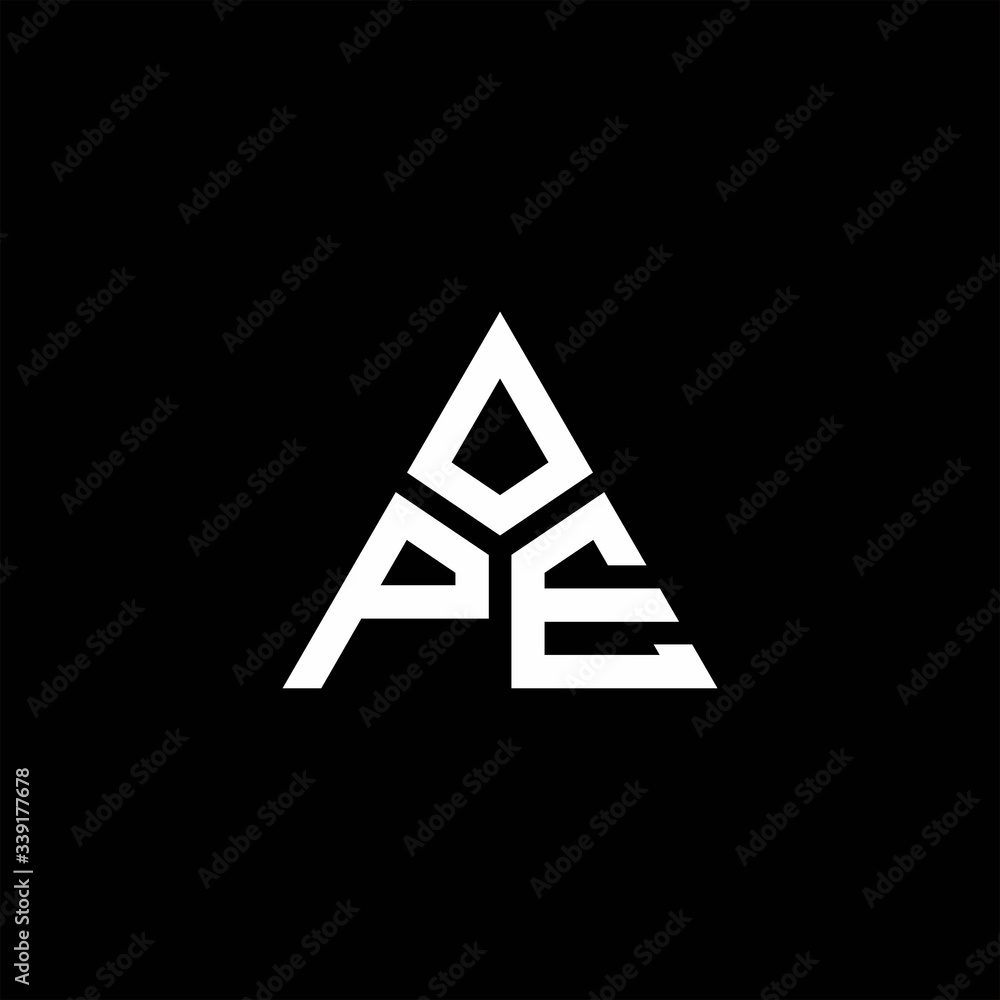 PE monogram logo with 3 pieces shape isolated on triangle PE monogram logo with 3 pieces shape isolated on triangle