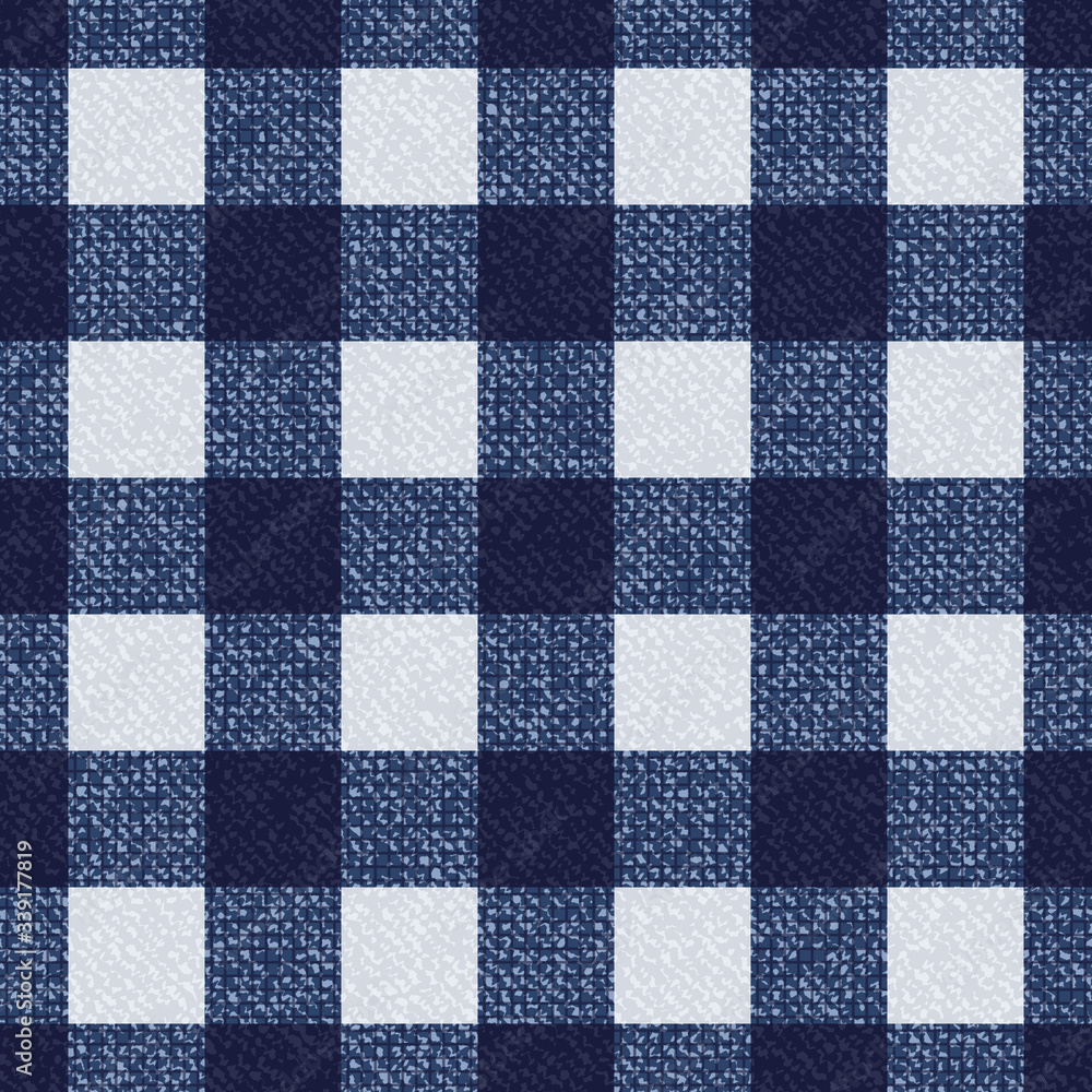 Blue Jeans Gingham Seamless Pattern. Traditional Buffalo Check Plaid Pattern. Indigo Denim Vector Tablecloth Tartan Plaid Background.
Blue Jeans Gingham Seamless Pattern. Traditional Buffalo Check Plaid Pattern. Indigo Denim Vector Tablecloth Tartan Plaid Background.