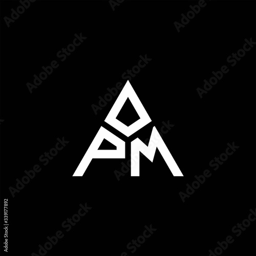 PM monogram logo with 3 pieces shape isolated on triangle