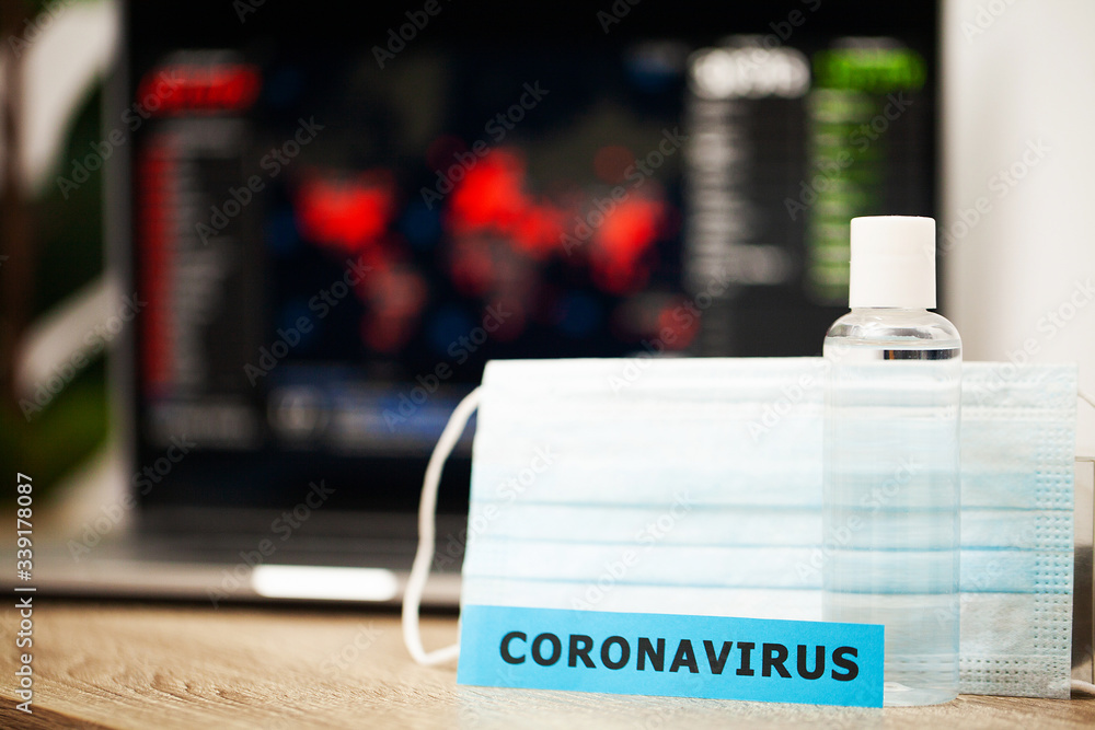 Coronavirus protection on a background of a virus spread card Coronavirus protection on a background of a virus spread card